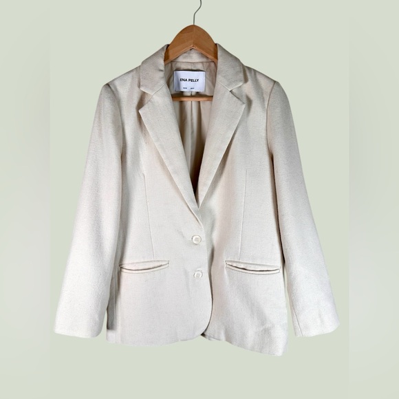Ena Pelly Jackets & Blazers - Ena Pelly Women’s Cream Single-Breasted Blazer